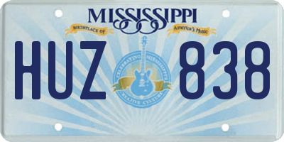 MS license plate HUZ838