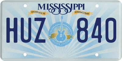 MS license plate HUZ840