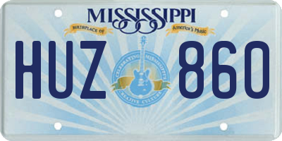 MS license plate HUZ860
