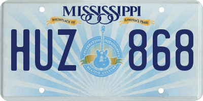 MS license plate HUZ868