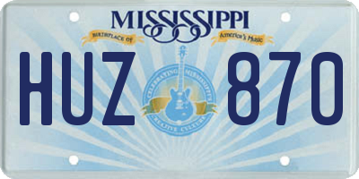 MS license plate HUZ870