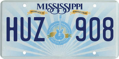 MS license plate HUZ908