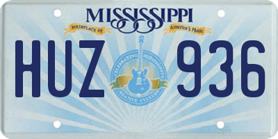 MS license plate HUZ936