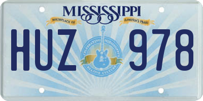 MS license plate HUZ978