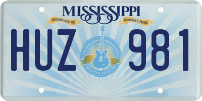 MS license plate HUZ981