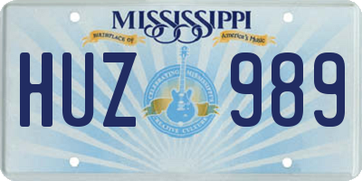 MS license plate HUZ989
