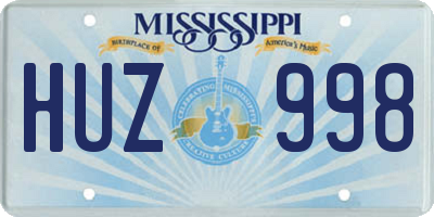 MS license plate HUZ998