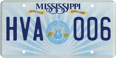 MS license plate HVA006