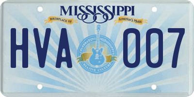 MS license plate HVA007