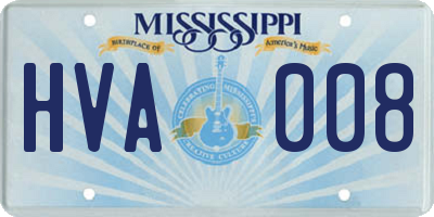 MS license plate HVA008