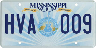 MS license plate HVA009