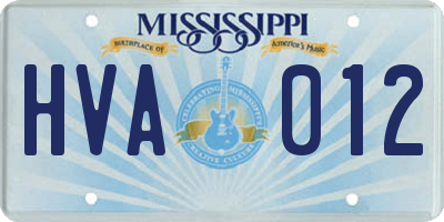 MS license plate HVA012