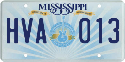 MS license plate HVA013
