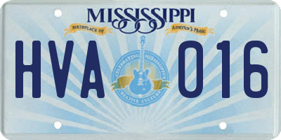 MS license plate HVA016