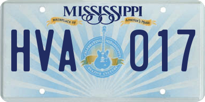 MS license plate HVA017