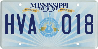 MS license plate HVA018