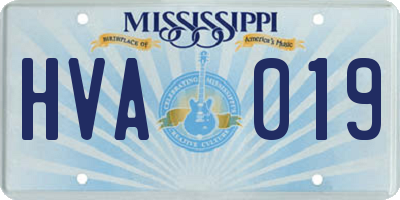MS license plate HVA019