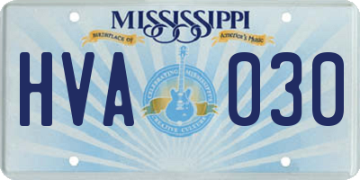 MS license plate HVA030