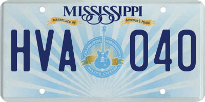 MS license plate HVA040