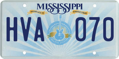 MS license plate HVA070