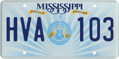 MS license plate HVA103