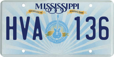 MS license plate HVA136