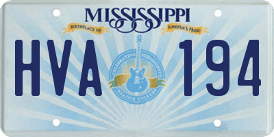 MS license plate HVA194
