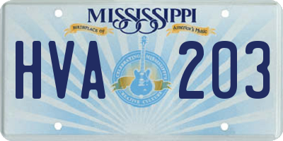 MS license plate HVA203