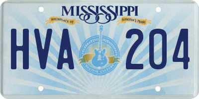 MS license plate HVA204