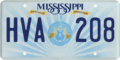 MS license plate HVA208