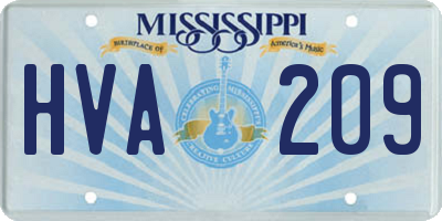MS license plate HVA209