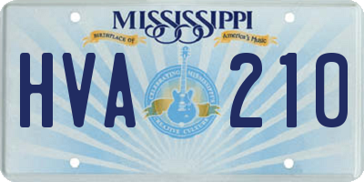 MS license plate HVA210