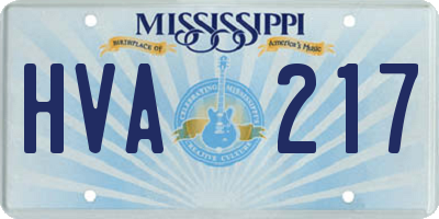 MS license plate HVA217