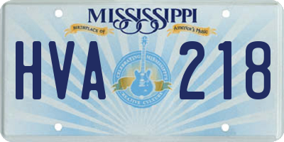 MS license plate HVA218