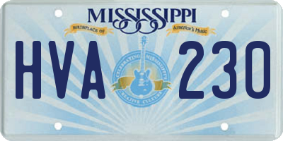 MS license plate HVA230