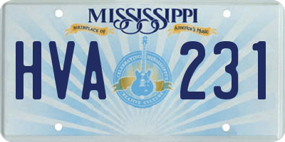 MS license plate HVA231