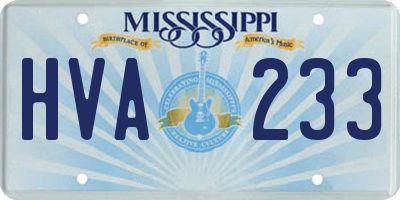 MS license plate HVA233