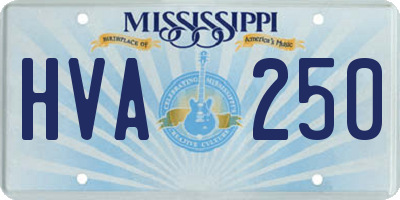 MS license plate HVA250