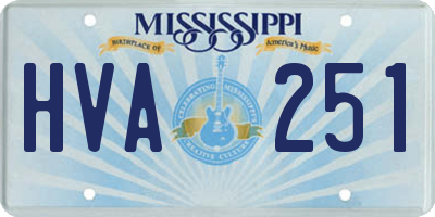 MS license plate HVA251