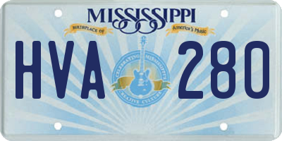 MS license plate HVA280