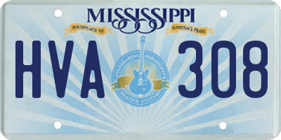MS license plate HVA308