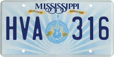 MS license plate HVA316