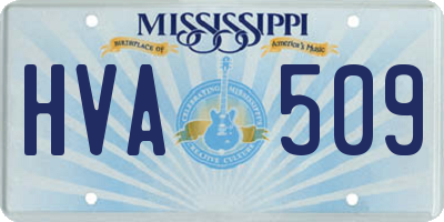 MS license plate HVA509