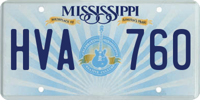 MS license plate HVA760