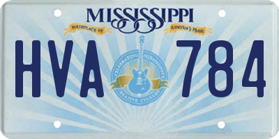 MS license plate HVA784
