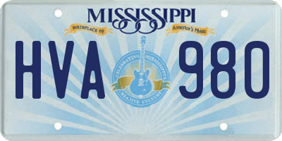 MS license plate HVA980