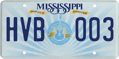 MS license plate HVB003