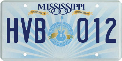 MS license plate HVB012
