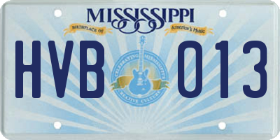 MS license plate HVB013