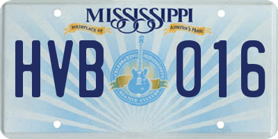 MS license plate HVB016